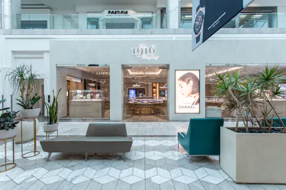 The 1916 Company Scottsdale, AZ showroom entrance with Chanel Fine Jewelry and Zenith watch displays